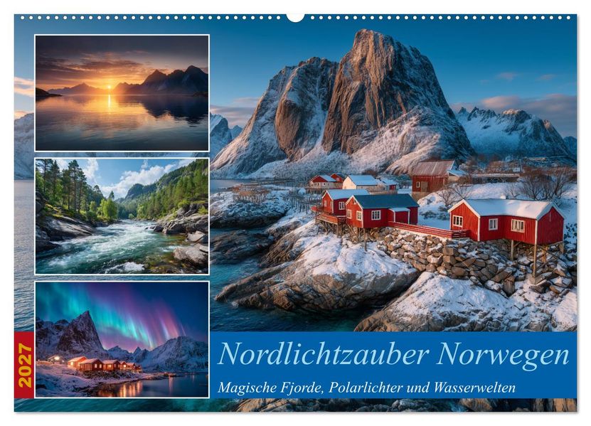 Nordlichtzauber Norwegen (Wandkalender 2027 DIN A2 quer) CALVENDO Monatskalender