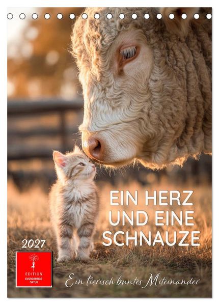 Ein Herz und eine Schnauze - Ein tierisch buntes Miteinander (Tischkalender 2027 DIN A5 hoch) CALVENDO Monatskalender