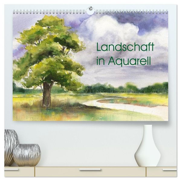 Landschaft in Aquarell (hochwertiger Premium Wandkalender 2027 DIN A2 quer) Kunstdruck in Hochglanz