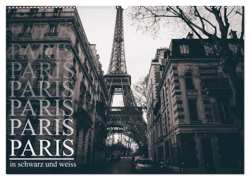 Paris - in schwarz und weiss (Wandkalender 2027 DIN A2 quer) CALVENDO Monatskalender