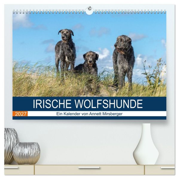 Irische Wolfshunde (hochwertiger Premium Wandkalender 2027 DIN A2 quer) Kunstdruck in Hochglanz