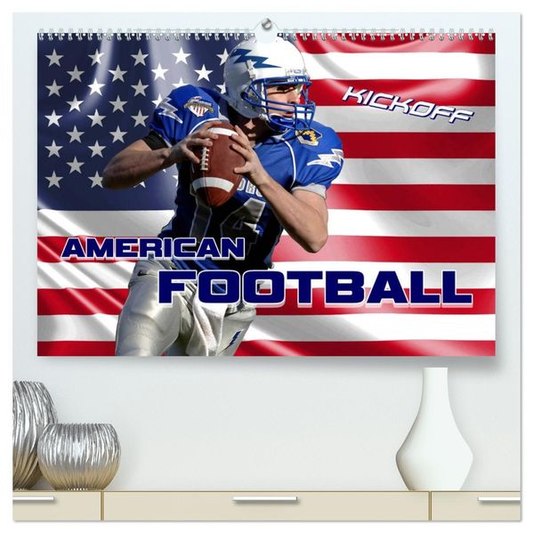 American Football - Kickoff (hochwertiger Premium Wandkalender 2027 DIN A2 quer) Kunstdruck in Hochglanz