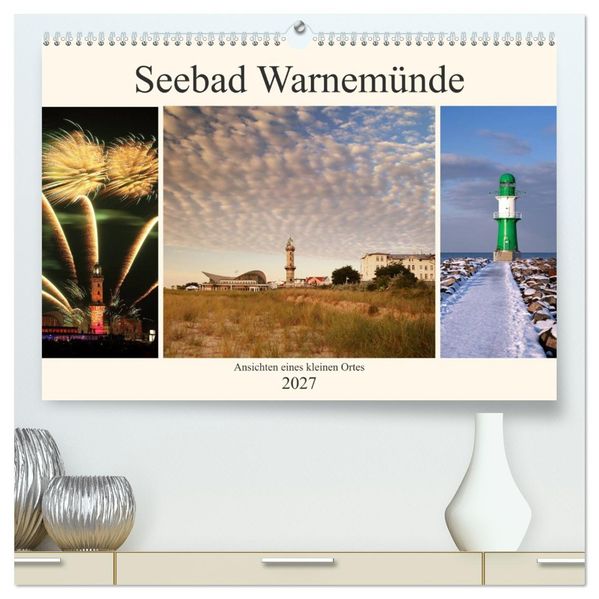 Seebad Warnemünde (hochwertiger Premium Wandkalender 2027 DIN A2 quer) Kunstdruck in Hochglanz