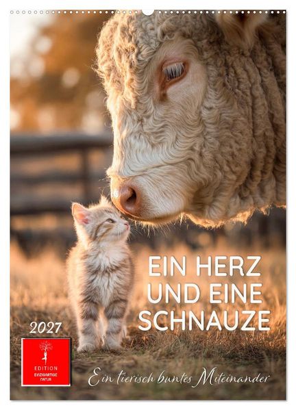 Ein Herz und eine Schnauze - Ein tierisch buntes Miteinander (Wandkalender 2027 DIN A2 hoch) CALVENDO Monatskalender
