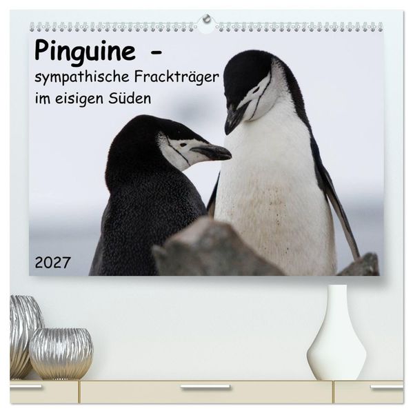 Pinguine - sympathische Frackträger im eisigen Süden (hochwertiger Premium Wandkalender 2027 DIN A2 quer) Kunstdruck in Hochglanz