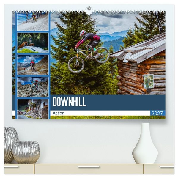 Downhill Action (hochwertiger Premium Wandkalender 2027 DIN A2 quer) Kunstdruck in Hochglanz