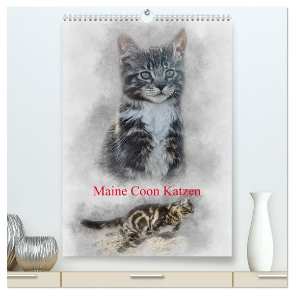 Maine Coon Katzen (hochwertiger Premium Wandkalender 2027 DIN A2 hoch) Kunstdruck in Hochglanz