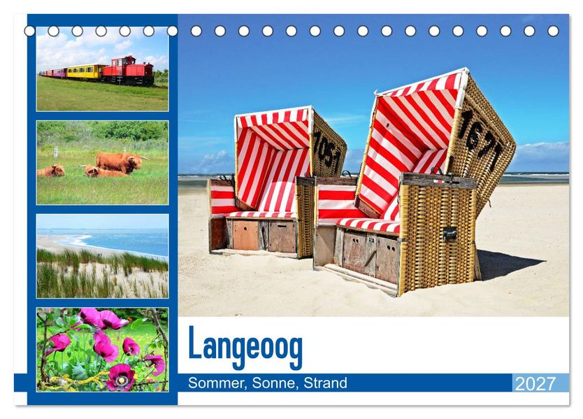 Langeoog - Sommer Sonne Strand (Tischkalender 2027 DIN A5 quer) CALVENDO Monatskalender