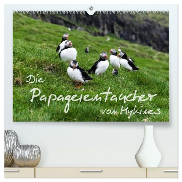 Die Papageientaucher von Mykines (hochwertiger Premium Wandkalender 2027 DIN A2 quer) Kunstdruck in Hochglanz