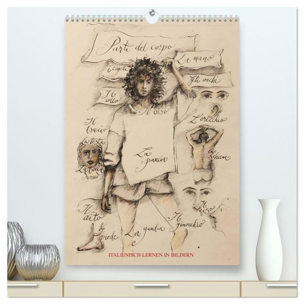 Italienisch Lernen in Bildern (hochwertiger Premium Wandkalender 2027 DIN A2 hoch) Kunstdruck in Hochglanz