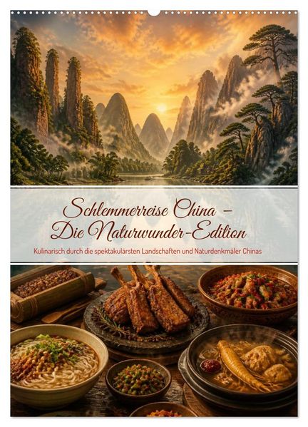 Schlemmerreise China - Die Naturwunder-Edition (Wandkalender 2027 DIN A2 hoch) CALVENDO Monatskalender