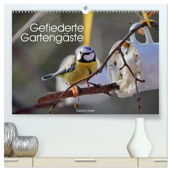 Gefiederte Gartengäste (hochwertiger Premium Wandkalender 2027 DIN A2 quer) Kunstdruck in Hochglanz