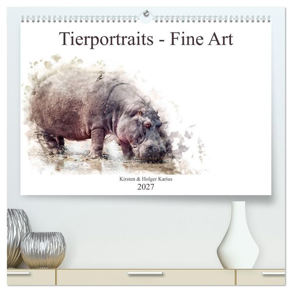 Tierportraits - Fine Art (hochwertiger Premium Wandkalender 2027 DIN A2 quer) Kunstdruck in Hochglanz