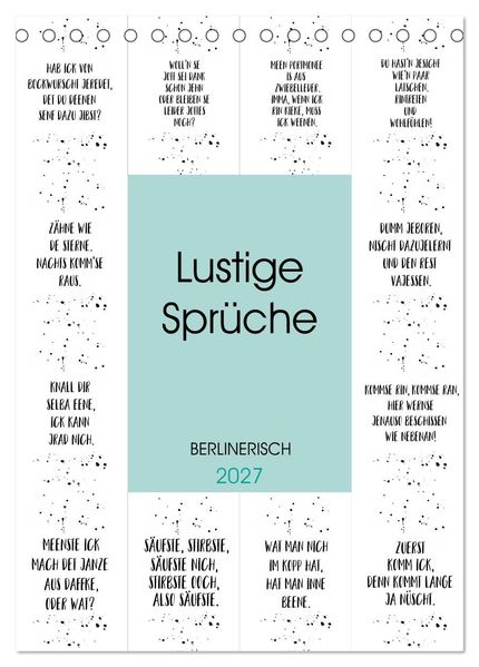 BERLINERISCH Lustige Sprüche (Tischkalender 2027 DIN A5 hoch) CALVENDO Monatskalender