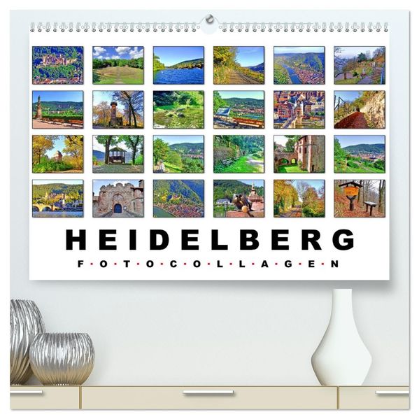 Heidelberg Fotocollagen (hochwertiger Premium Wandkalender 2027 DIN A2 quer) Kunstdruck in Hochglanz