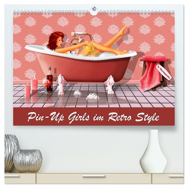 Pin-Up Girls im Retro Style by Mausopardia (hochwertiger Premium Wandkalender 2027 DIN A2 quer) Kunstdruck in Hochglanz