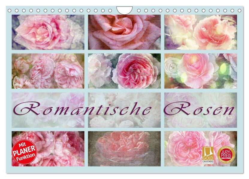Romantische Rosen (Wandkalender 2027 DIN A4 quer) CALVENDO Monatskalender
