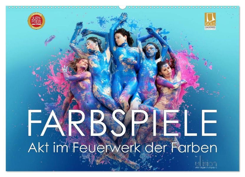 FARBSPIELE - Akt im Feuerwerk der Farben (Wandkalender 2027 DIN A2 quer) CALVENDO Monatskalender