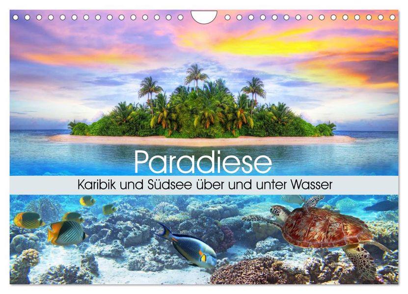 Paradiese. Karibik und Südsee über und unter Wasser (Wandkalender 2027 DIN A4 quer) CALVENDO Monatskalender