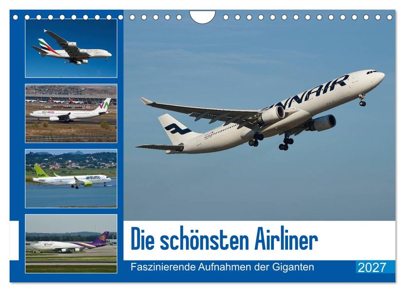 Die schönsten Airliner (Wandkalender 2027 DIN A4 quer) CALVENDO Monatskalender