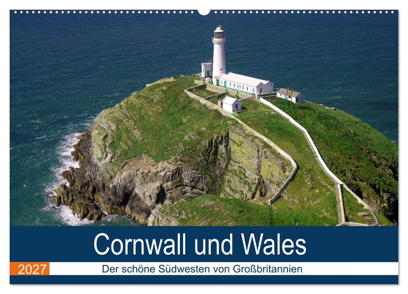 Cornwall und Wales (Wandkalender 2027 DIN A2 quer) CALVENDO Monatskalender