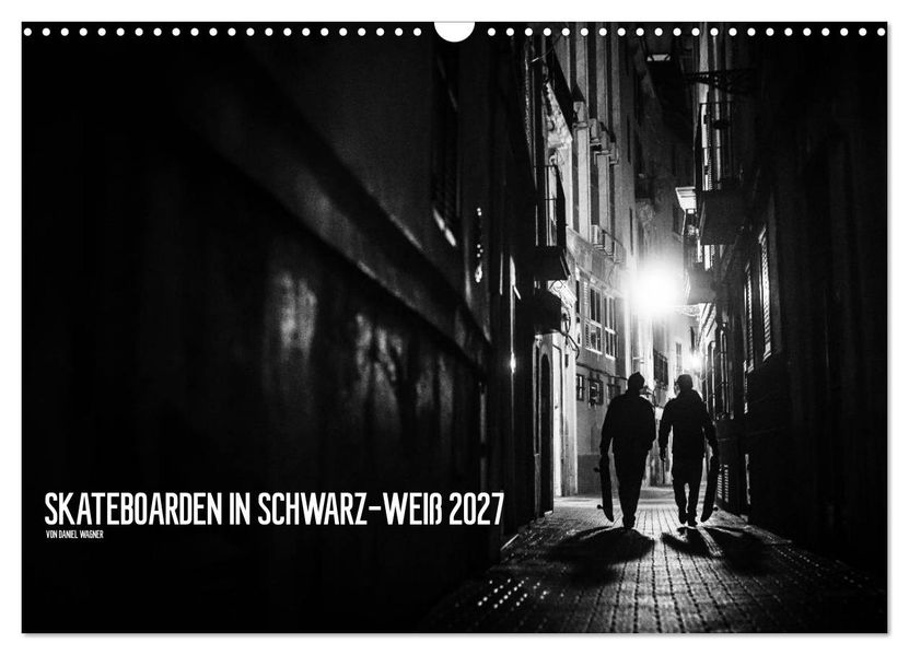 Skateboarden in Schwarz-Weiß (Wandkalender 2027 DIN A3 quer) CALVENDO Monatskalender