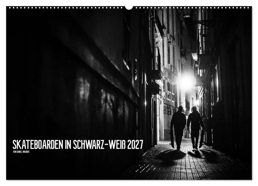 Skateboarden in Schwarz-Weiß (Wandkalender 2027 DIN A2 quer) CALVENDO Monatskalender