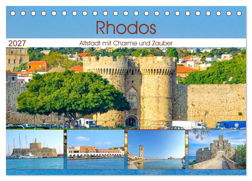 Rhodos - Altstadt mit Charme und Zauber (Tischkalender 2027 DIN A5 quer) CALVENDO Monatskalender