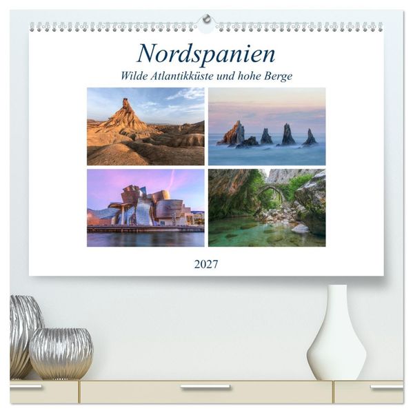 Nordspanien wilde Atlantikküste und hohe Berge (hochwertiger Premium Wandkalender 2027 DIN A2 quer) Kunstdruck in Hochglanz