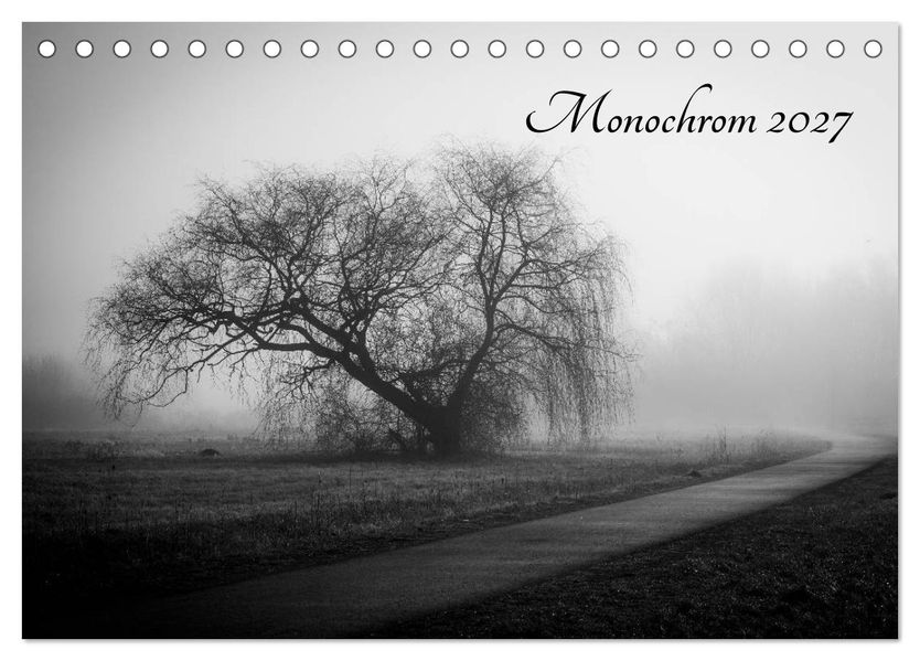 Monochrom 2027 (Tischkalender 2027 DIN A5 quer) CALVENDO Monatskalender