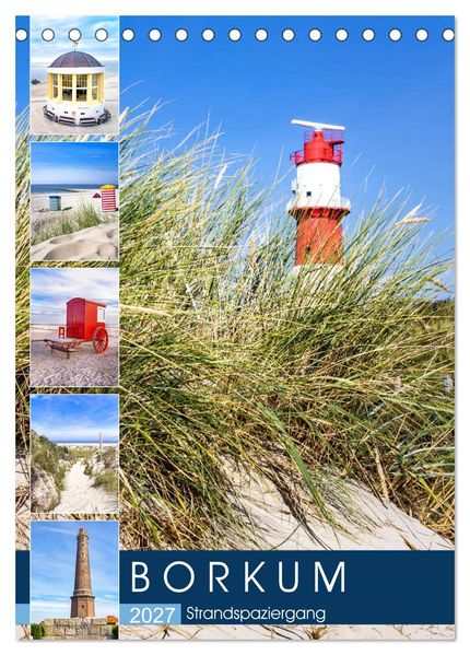 Borkum Strandspaziergang (Tischkalender 2027 DIN A5 hoch) CALVENDO Monatskalender