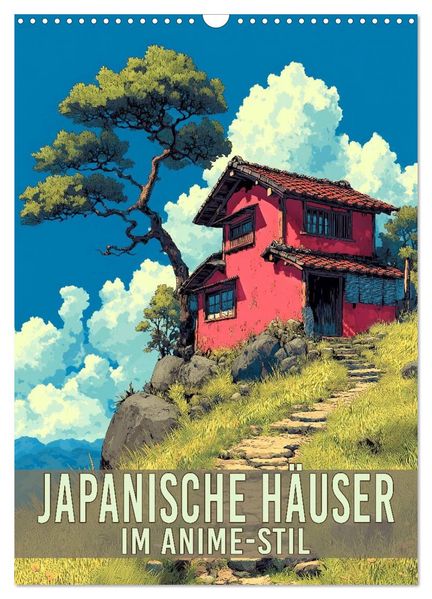 Japanische Häuser - im Anime-Stil (Wandkalender 2027 DIN A3 hoch) CALVENDO Monatskalender