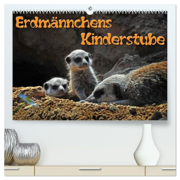 Erdmännchens Kinderstube (hochwertiger Premium Wandkalender 2027 DIN A2 quer) Kunstdruck in Hochglanz