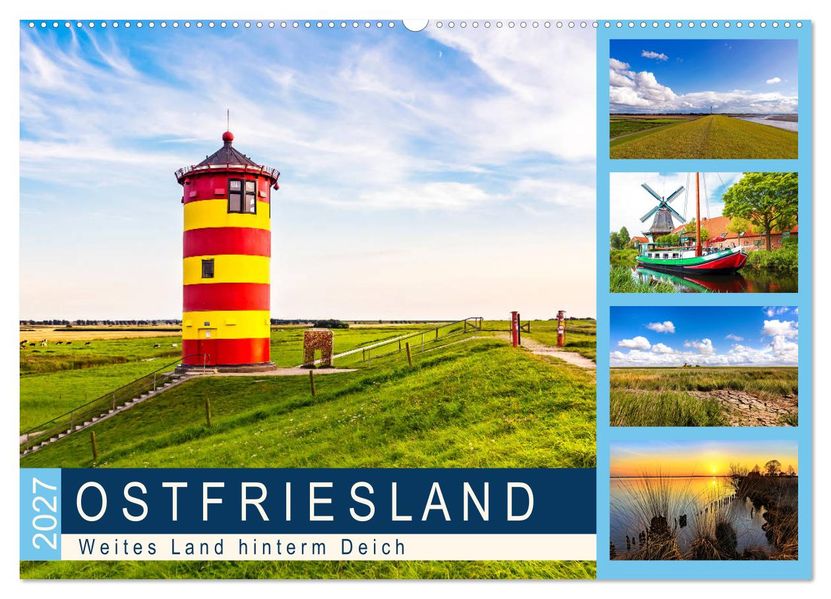 OSTFRIESLAND Weites Land hinterm Deich (Wandkalender 2027 DIN A2 quer) CALVENDO Monatskalender