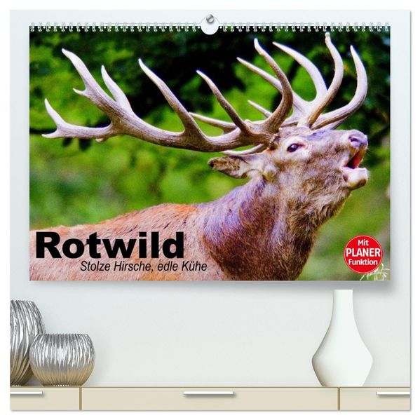 Rotwild. Edle Hirsche stolze Kühe (hochwertiger Premium Wandkalender 2027 DIN A2 quer) Kunstdruck in Hochglanz