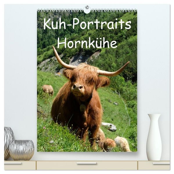 Kuhportraits Hornkühe (hochwertiger Premium Wandkalender 2027 DIN A2 hoch) Kunstdruck in Hochglanz
