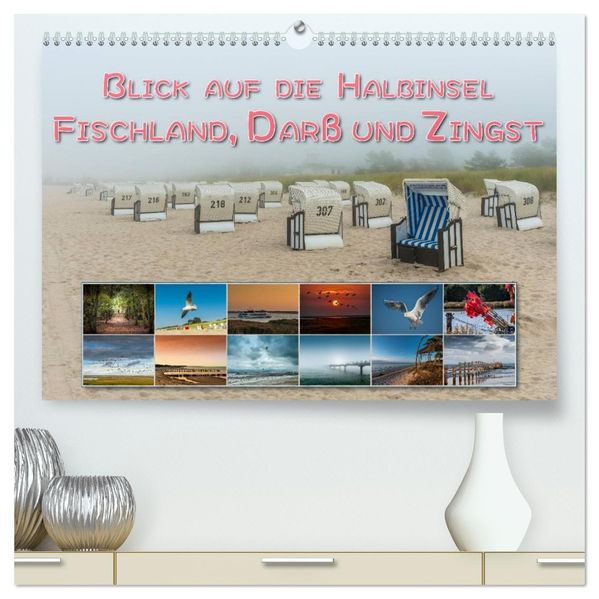 Blick auf die Halbinsel Fischland Darß und Zingst (hochwertiger Premium Wandkalender 2027 DIN A2 quer) Kunstdruck in Hochglanz