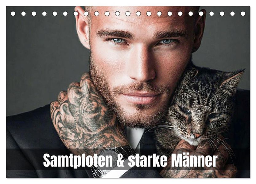 Samtpfoten & starke Männer (Tischkalender 2027 DIN A5 quer) CALVENDO Monatskalender