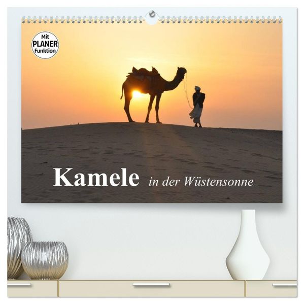 Kamele in der Wüstensonne (hochwertiger Premium Wandkalender 2027 DIN A2 quer) Kunstdruck in Hochglanz