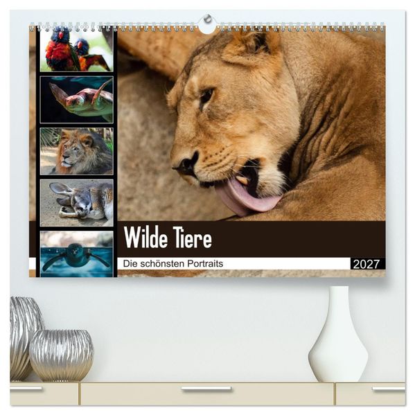 Wilde Tiere - Die schönsten Portraits (hochwertiger Premium Wandkalender 2027 DIN A2 quer) Kunstdruck in Hochglanz