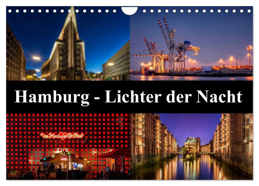 Hamburg - Lichter der Nacht (Wandkalender 2027 DIN A4 quer) CALVENDO Monatskalender