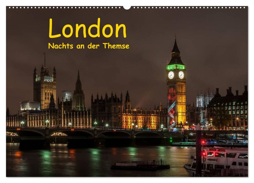 London - Nachts an der Themse (Wandkalender 2027 DIN A2 quer) CALVENDO Monatskalender