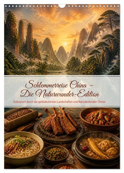 Schlemmerreise China - Die Naturwunder-Edition (Wandkalender 2027 DIN A3 hoch) CALVENDO Monatskalender