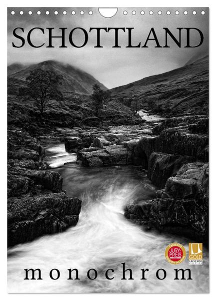 Schottland Monochrom (Wandkalender 2027 DIN A4 hoch) CALVENDO Monatskalender