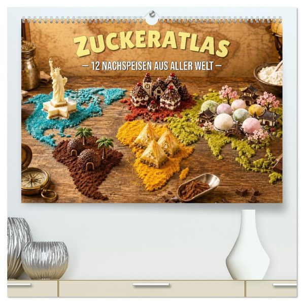 Zuckeratlas - 12 Nachspeisen aus aller Welt (hochwertiger Premium Wandkalender 2027 DIN A2 quer) Kunstdruck in Hochglanz