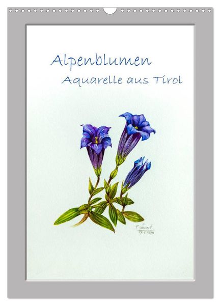 Alpenblumen Aquarelle aus Tirol (Wandkalender 2027 DIN A3 hoch) CALVENDO Monatskalender