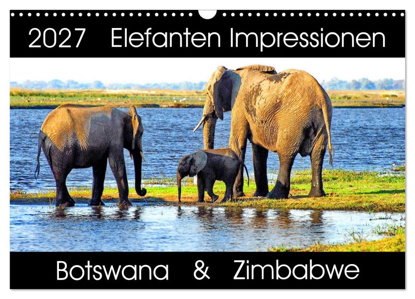Elefanten Impressionen (Wandkalender 2027 DIN A3 quer) CALVENDO Monatskalender