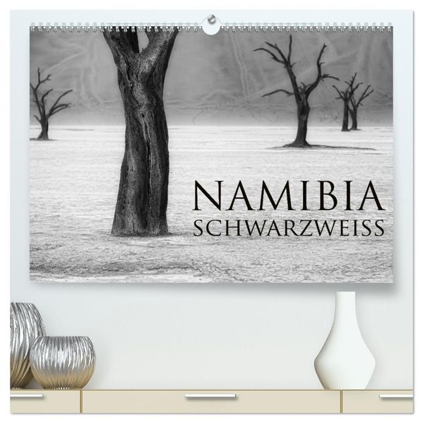 Namibia schwarzweiß (hochwertiger Premium Wandkalender 2027 DIN A2 quer) Kunstdruck in Hochglanz