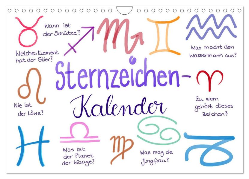 Sternzeichen-Kalender (Wandkalender 2027 DIN A4 quer) CALVENDO Monatskalender
