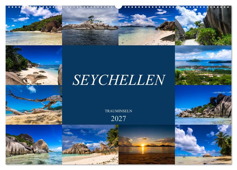 Trauminseln Seychellen (Wandkalender 2027 DIN A2 quer) CALVENDO Monatskalender